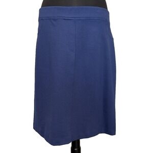 NEW Yest Ponte Pull On Skirt Women's 10 Sailor‎ Blue Stretch Pockets Knee Length